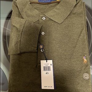 RALPH LAUREN POLO LONG SLEEVE. 2XL TALL. OLIVE GREEN